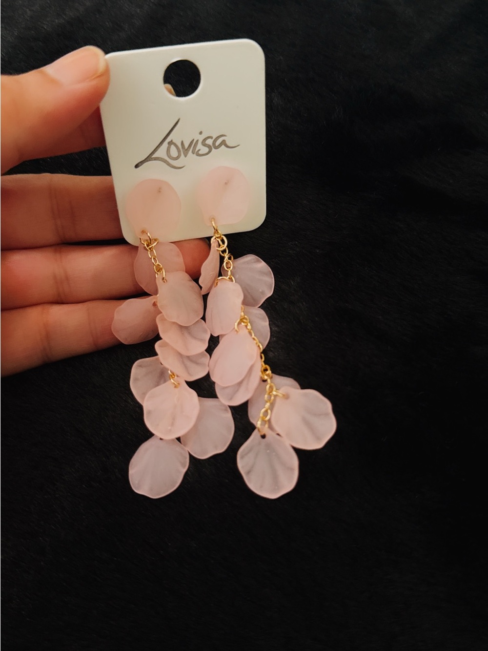 Lovisa Blush Petal Dangle Earrings - Gold Chain